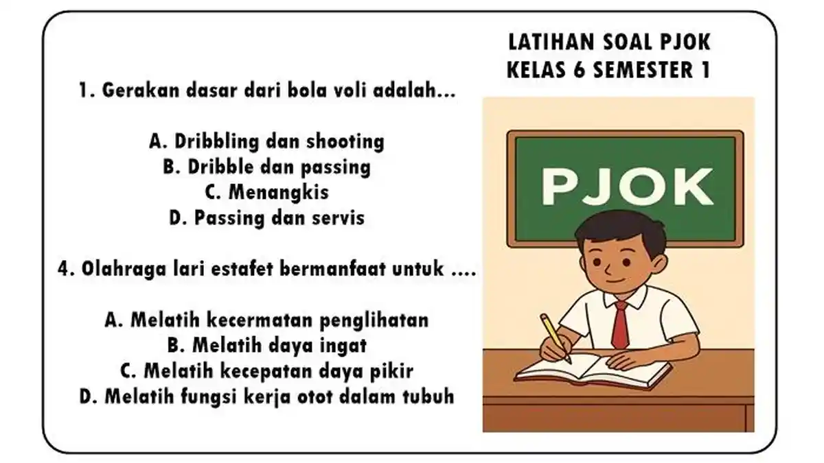 25 Soal PJOK Kelas 6 Semester 1 Kurikulum Merdeka Kunci Jawaban