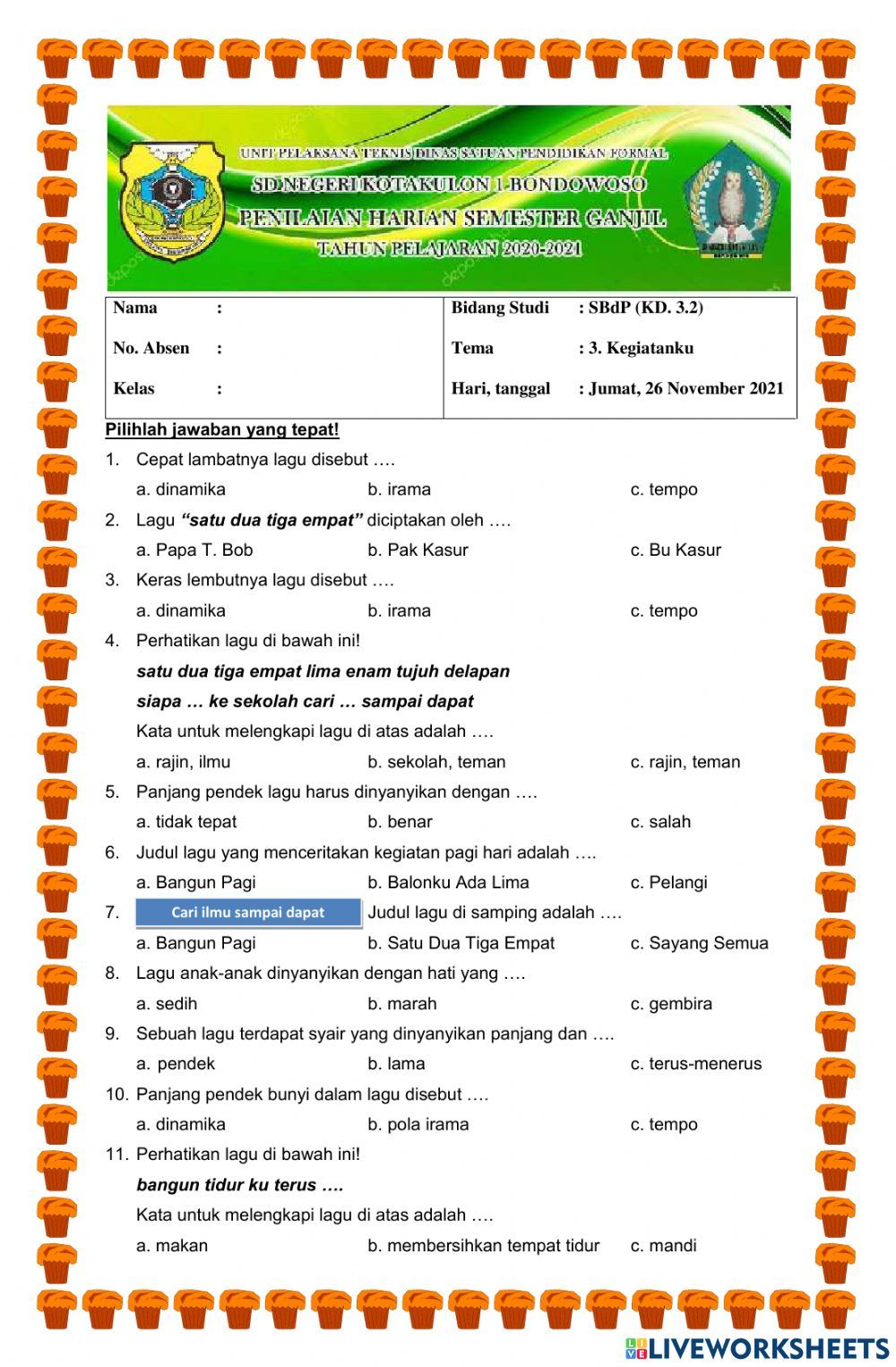 15 Contoh Soal SBDP Kelas 3 Semester 1 Paling Sering Keluar Saat Ujian Akhir 2026