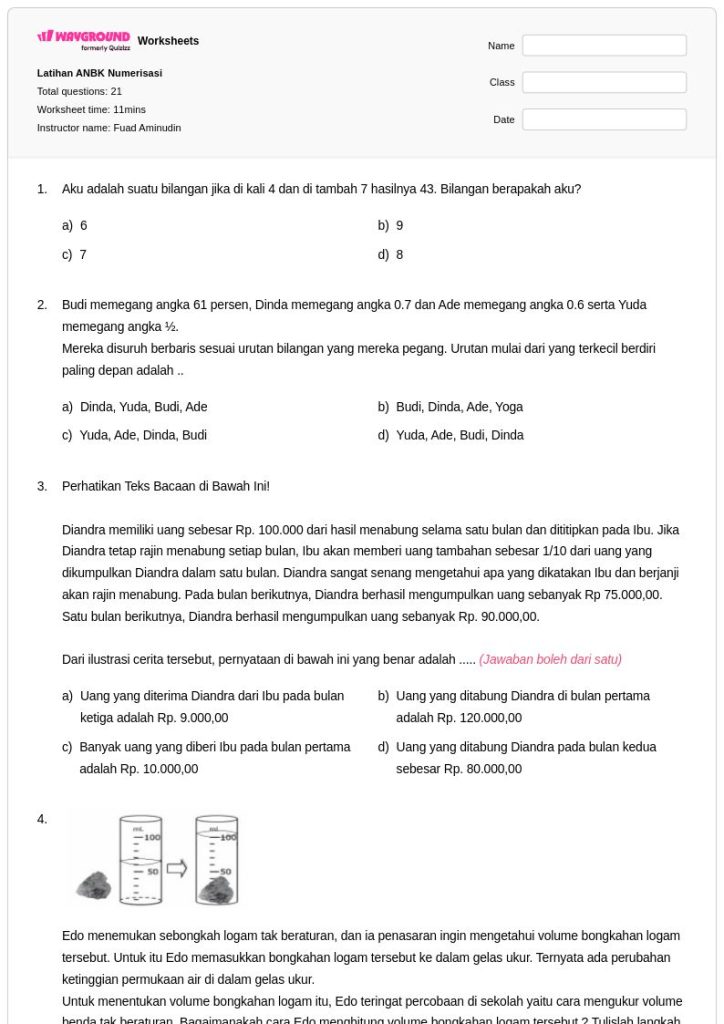3 Lembar Kerja Soal Tema 4 Kelas 3 Subtema 1 Siap Cetak dari Bimbel Brilian
