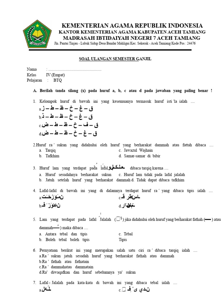 5 Contoh Soal BTQ Kelas 4 SD yang Sering Muncul di Ujian, Wajib Tahu 5 Contoh Soal BTQ Kelas 4 SD yang Sering Muncul di Ujian, Wajib Tahu