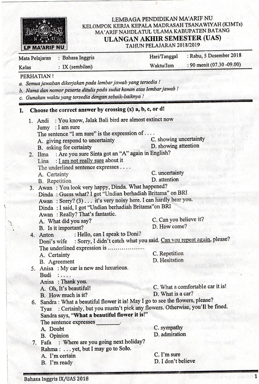 5 Contoh Soal Bahasa Inggris Smester 1&2 Kelas 10 Kurikulum 2013 yang Bikin Nilai Naik 5 Contoh Soal Bahasa Inggris Smester 1&2 Kelas 10 Kurikulum 2013 yang Bikin Nilai Naik