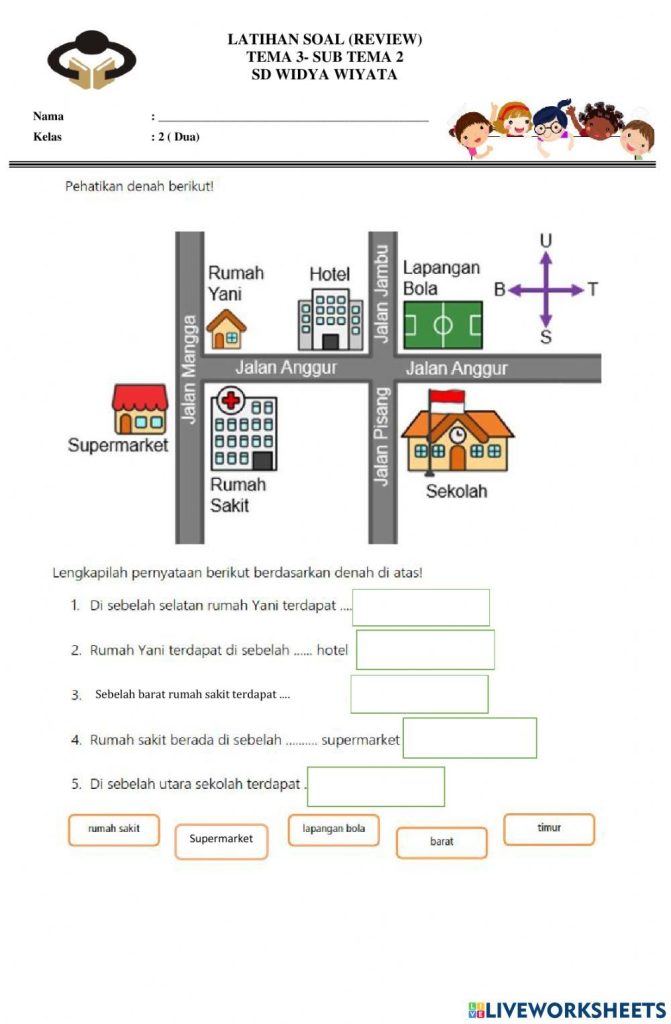 5 Contoh Soal Denah Tematik SD Kelas 2 yang Terbukti Bikin Anak Paham Lebih Cepat