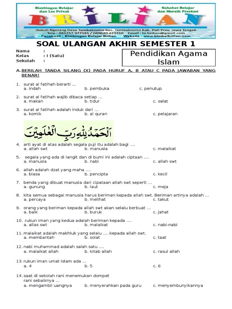5 Fakta Mengejutkan Soal Ulangan Agama Kelas 5 Semester 1 yang Wajib Diketahui Orang Tua