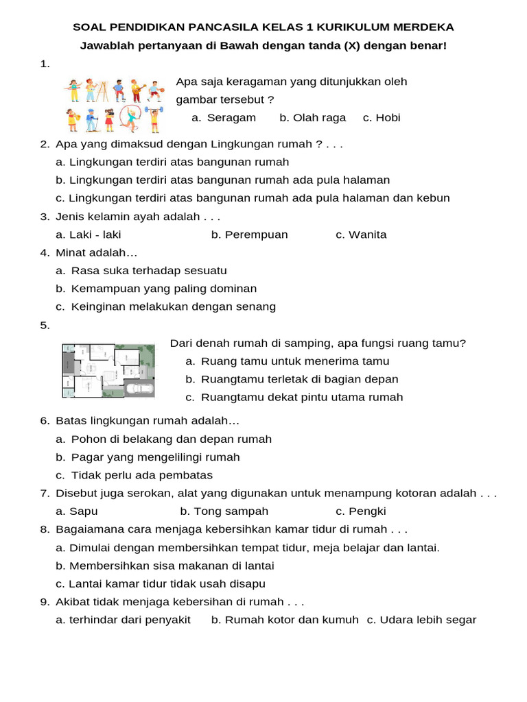 Soal ASAT PKN Kelas 1 Semester 2 Kurmer PDF