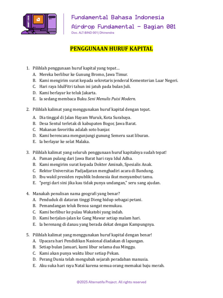 Panduan Penggunaan Huruf Kapital dalam Bahasa Indonesia PDF Panduan Penggunaan Huruf Kapital dalam Bahasa Indonesia PDF