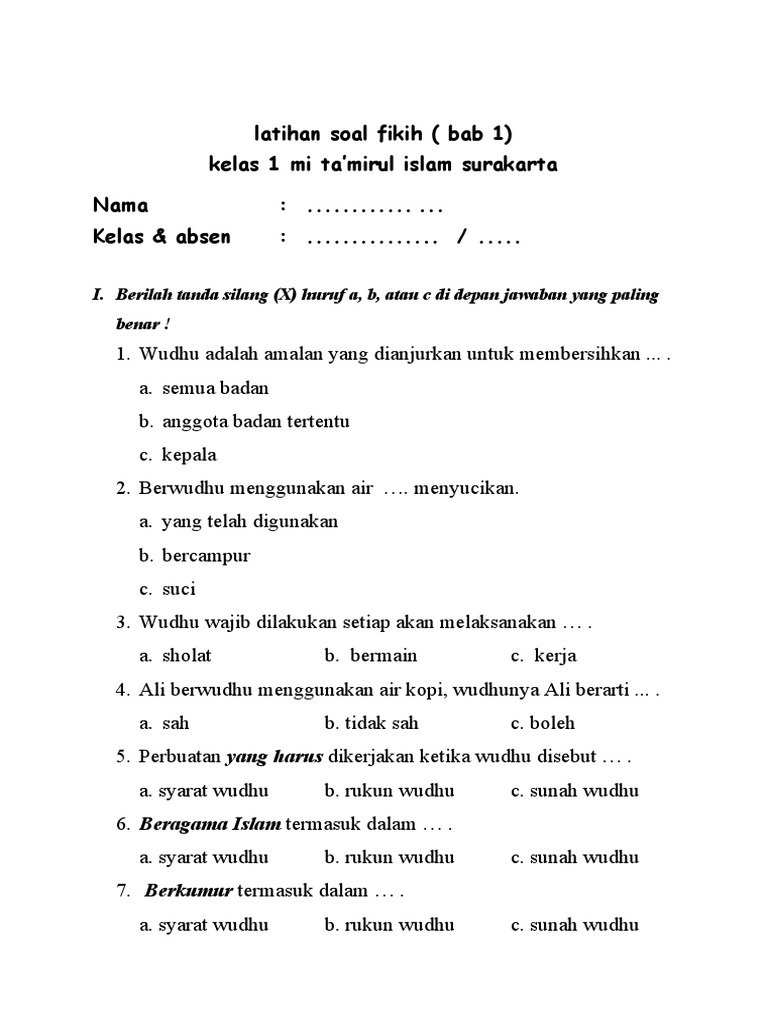5 Rahasia Sukses UTS Fiqih Kelas 4 MI: Contoh Soal dan Trik Jawab Ternyata Mudah