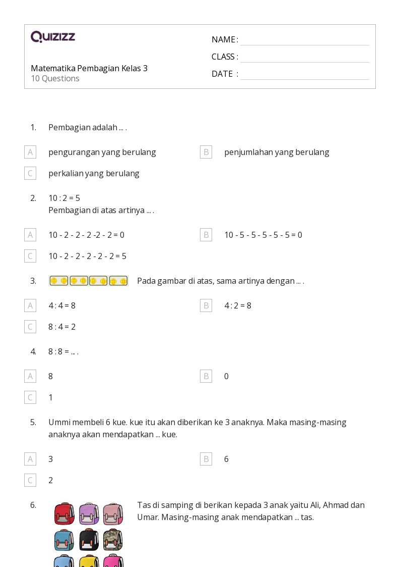 5 Soal Matematika Kelas 3 Tema 4 Subtema 1 yang Wajib Dikuasai Sebelum Ujian