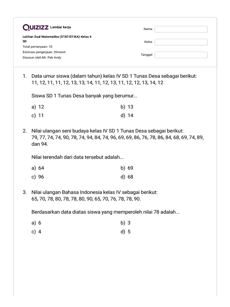 7 Cara Ternyata Mudah Penyelesaian Soal Matematika Kelas 4 Statistika yang Wajib Tahu 7 Cara Ternyata Mudah Penyelesaian Soal Matematika Kelas 4 Statistika yang Wajib Tahu