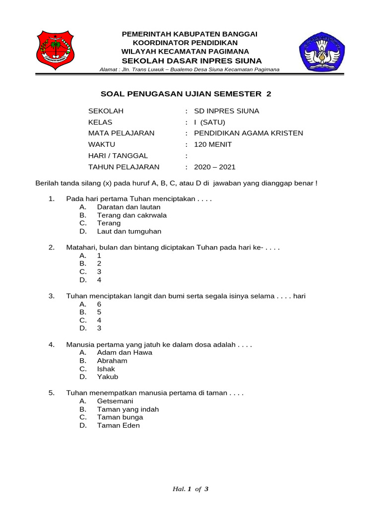 7 Contoh Soal Ujian Agama Semester 2 Kelas 1 yang Wajib Diketahui Sebelum Ujian Dimulai
