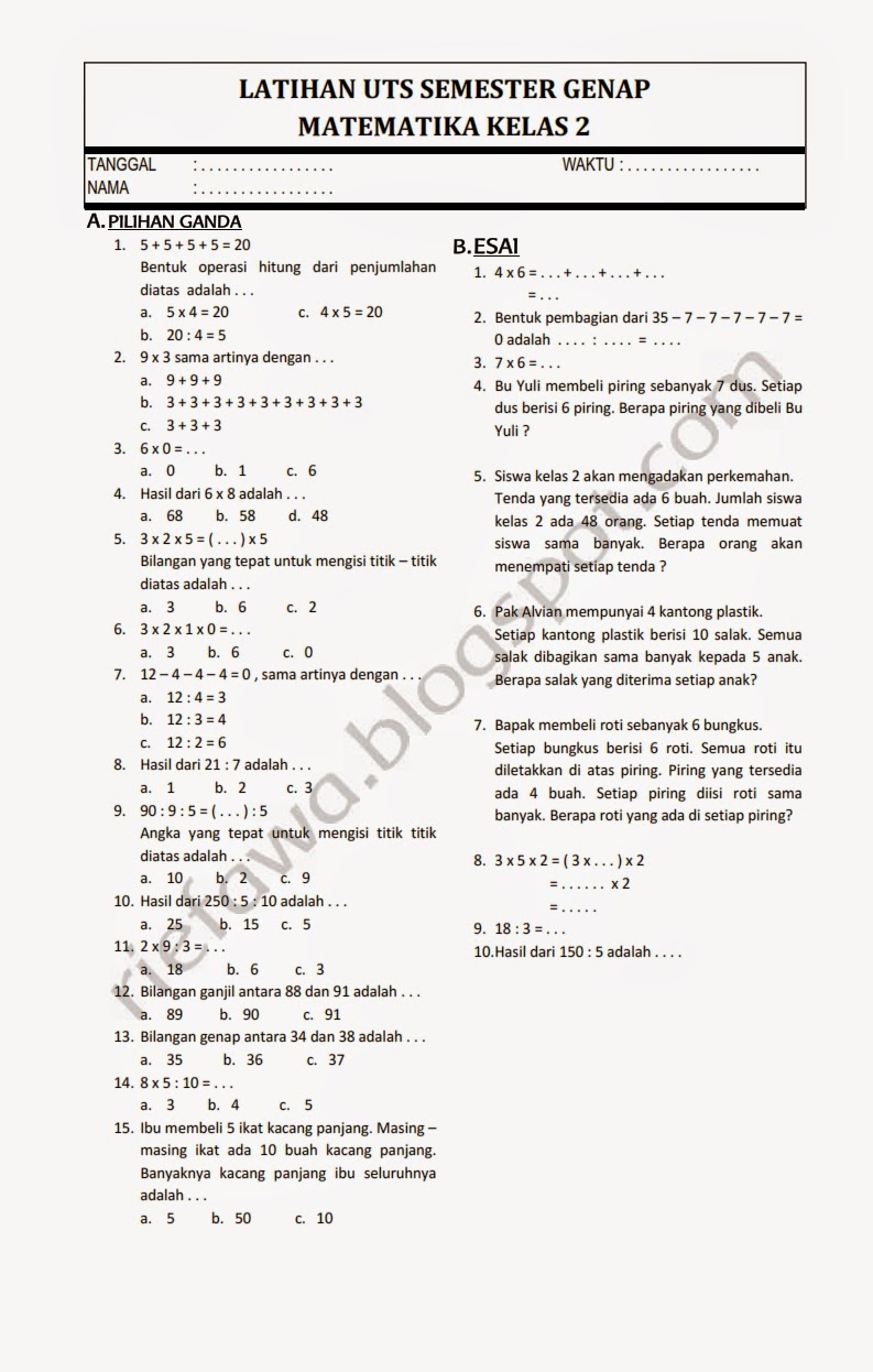 Download Soal UKK Matematika Kelas 3 Semester Genap Rief Awa Blog Download Soal UKK Matematika Kelas 3 Semester Genap Rief Awa Blog