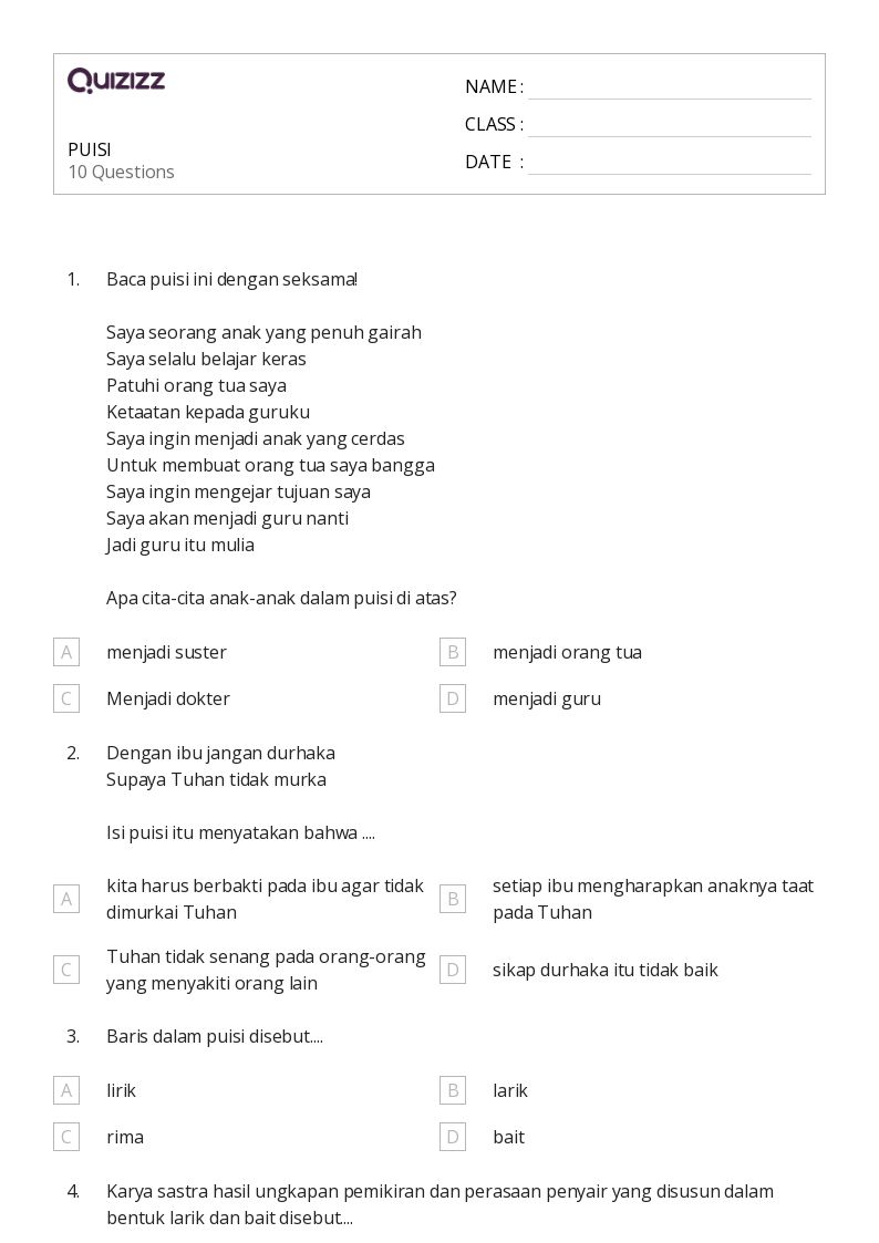 Akhirnya, 30 Ide Liburan 2026 Termasuk Contoh Soal tentang Puisi Kelas 4 SD
