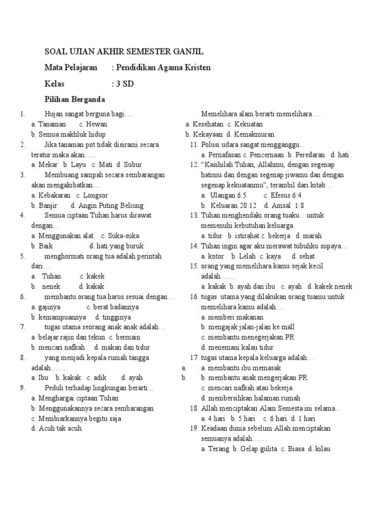 Bocoran 15 Contoh Soal UTS Agama Kelas 3 Semester 2 yang Sering Keluar Saat Ujian Sekolah