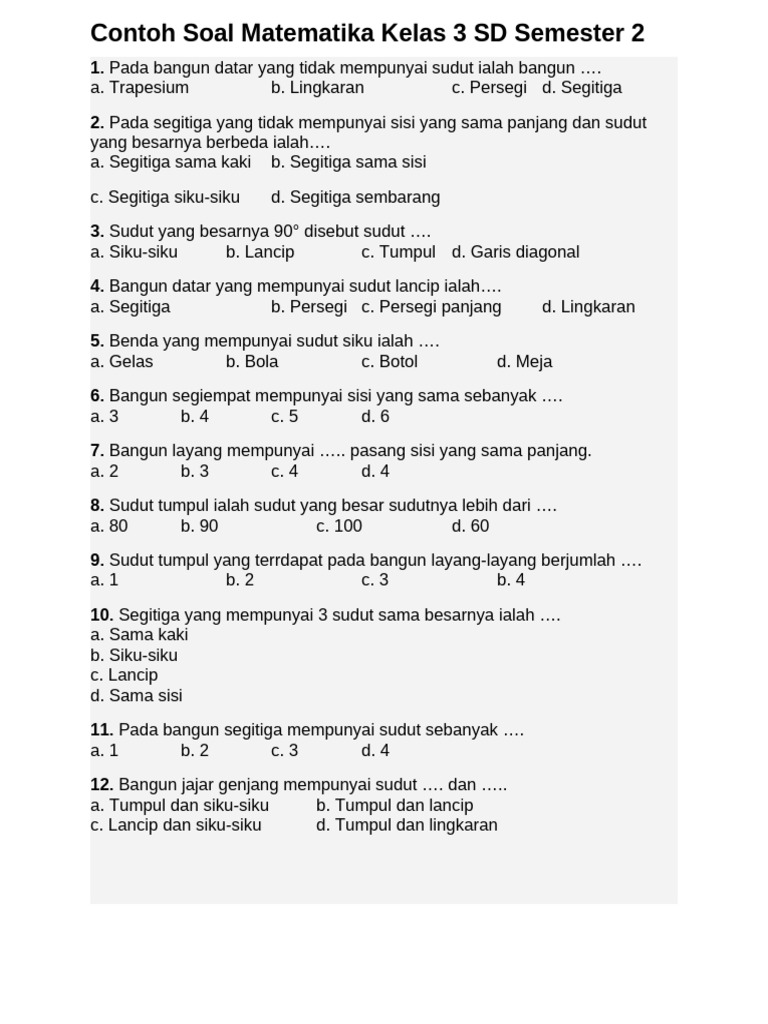 Terbukti! 4 Cara Kuasai 1 dan Donwload Soal UAS Matematika Kelas 3 Semester 2tahun 2019