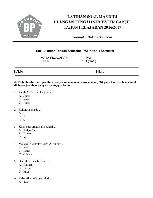 Terbukti! 5 contoh soal ujian agama kelas 1 final blok bikin anak paham sebelum ujian