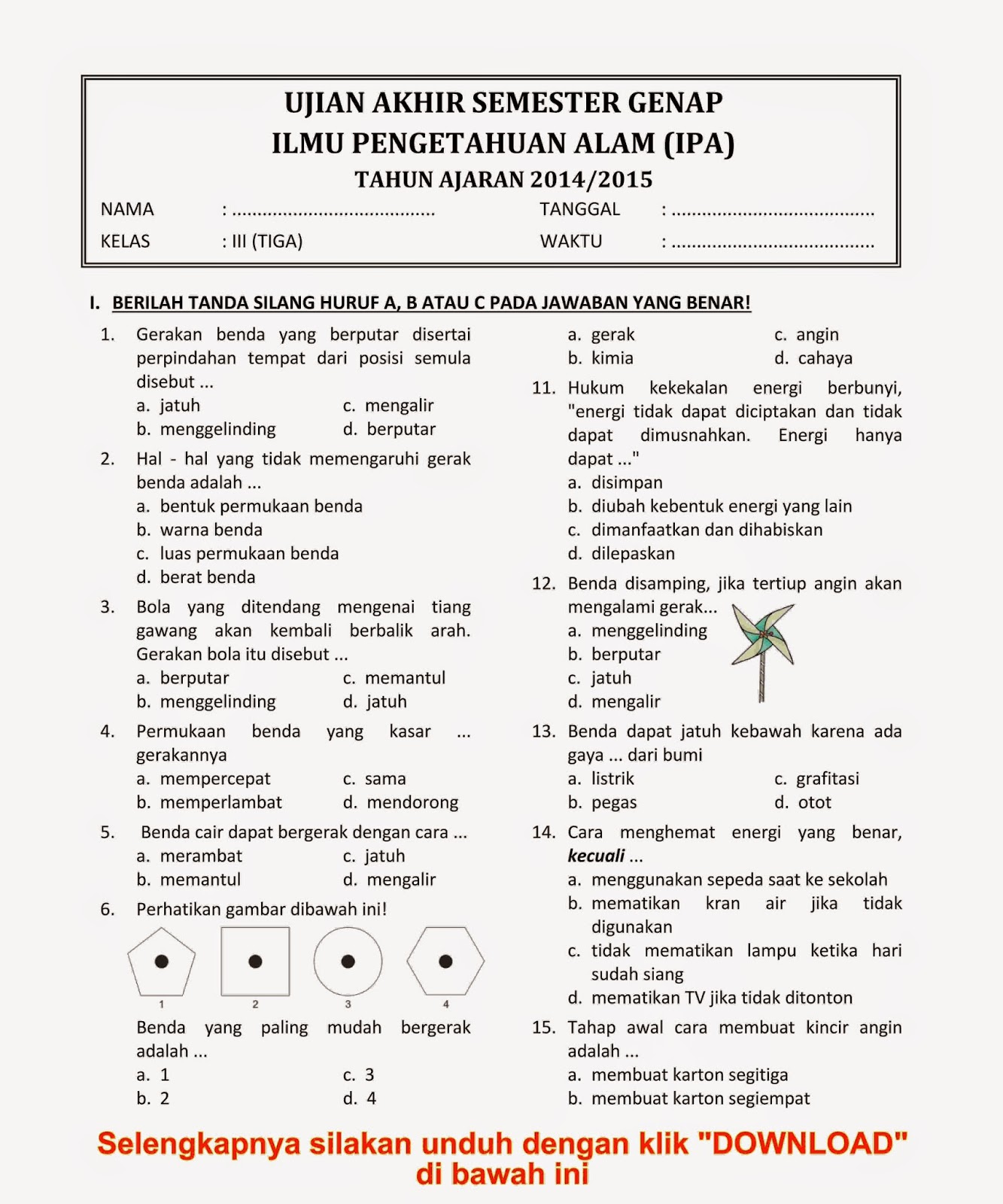 Terbukti 7 Tips Ampuh Donload Soal IPA Kelas 3 Semester 2 KTSP 2006 Sebelum Ujian Dimulai