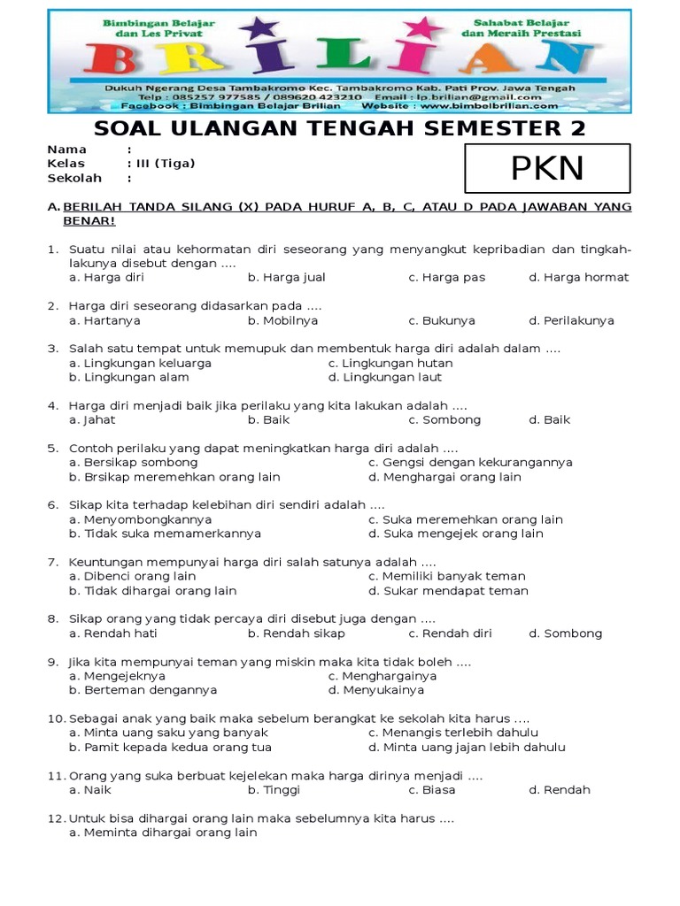 Terbukti Mudah Donwload Soal dan Kunci Jawaban PKN Kelas 3 Semester 2 Sebelum Ujian