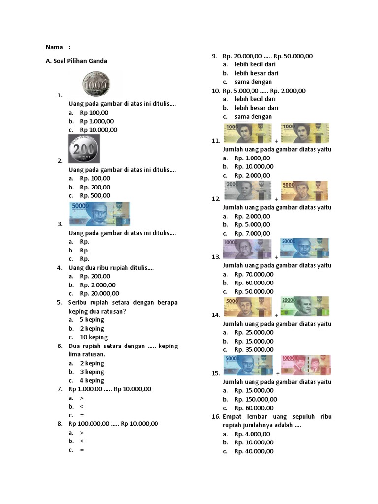 Ternyata Ini Rahasia Cepat Pintar Lewat Latihan Soal Mengenai Matauang Kelas 2 SD