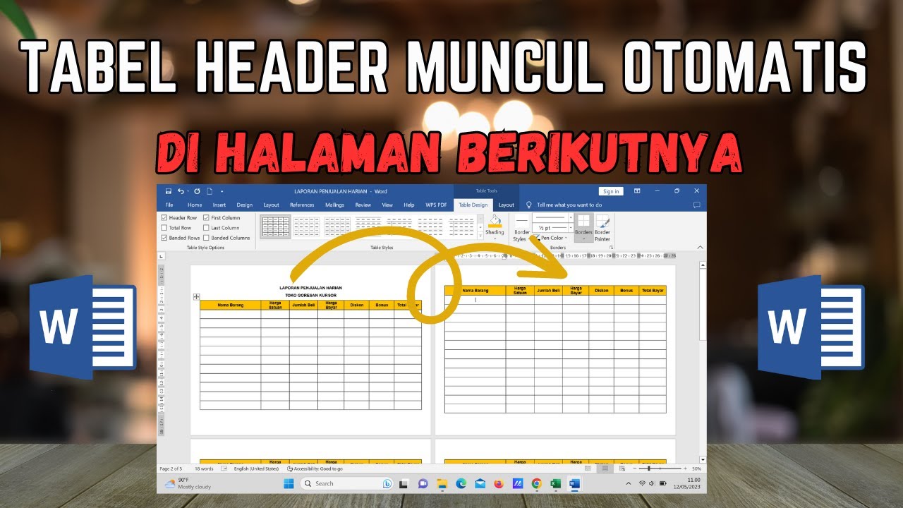 Membuat Header Tabel Otomatis Pada Setiap Halaman Di Ms Word Dan - Free
