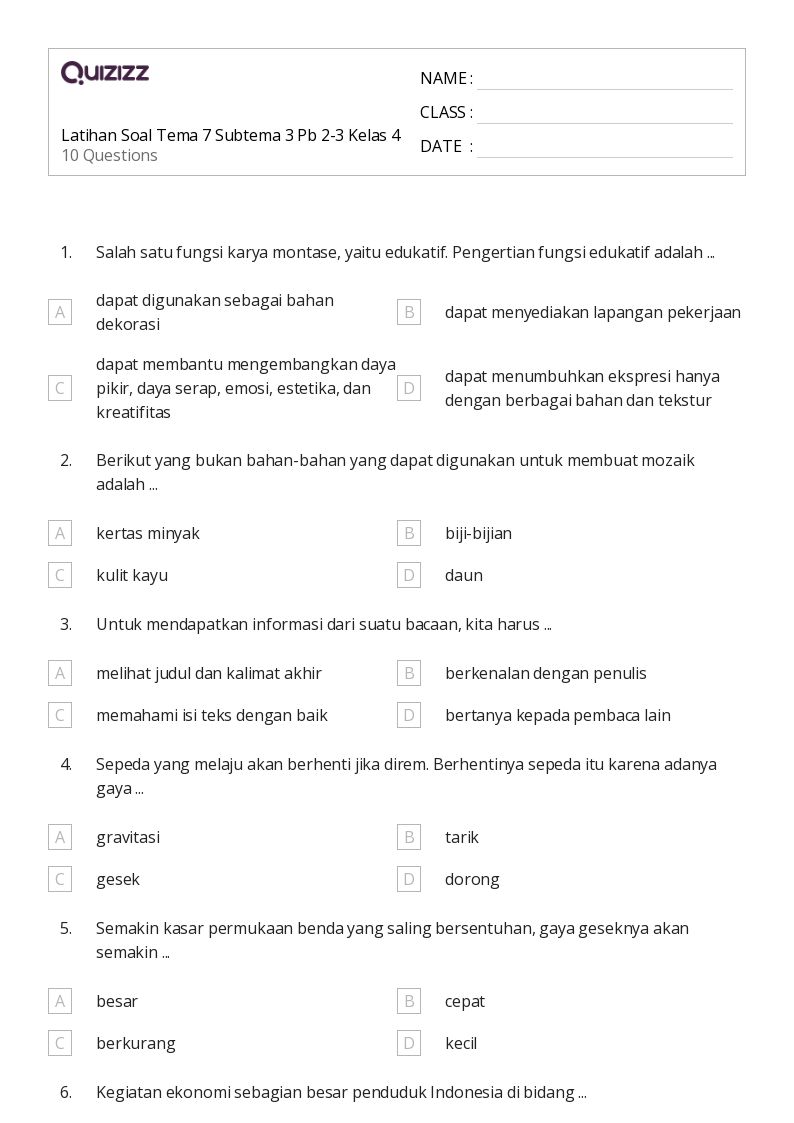 50 lembar kerja Memahami Ekspresi dan Persamaan untuk Kelas 4 di