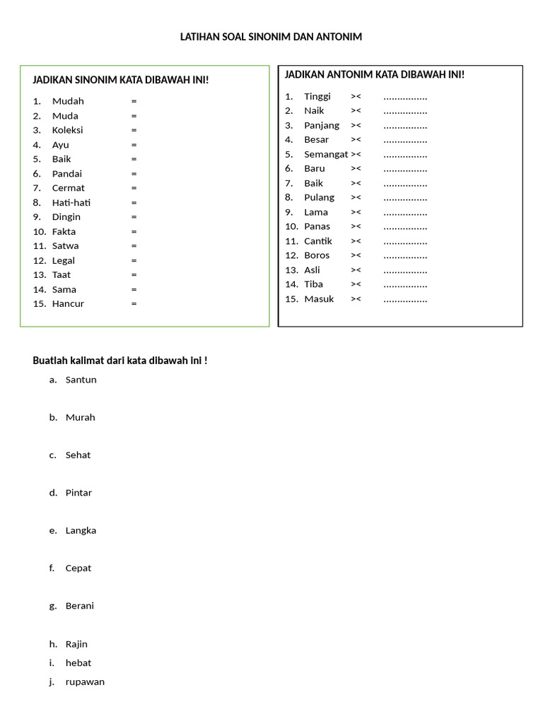 Wajib Tahu! Kumpulan latihan soal menentukan sinonim kelas 4 semester 2 Agar Nilai Maksimal