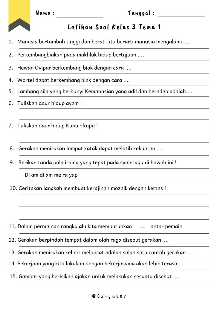 Wajib Tahu Rahasia Latihan Soal Tema 1 Kelas 3 Revisi 2018 Agar Nilai Anak Melejit