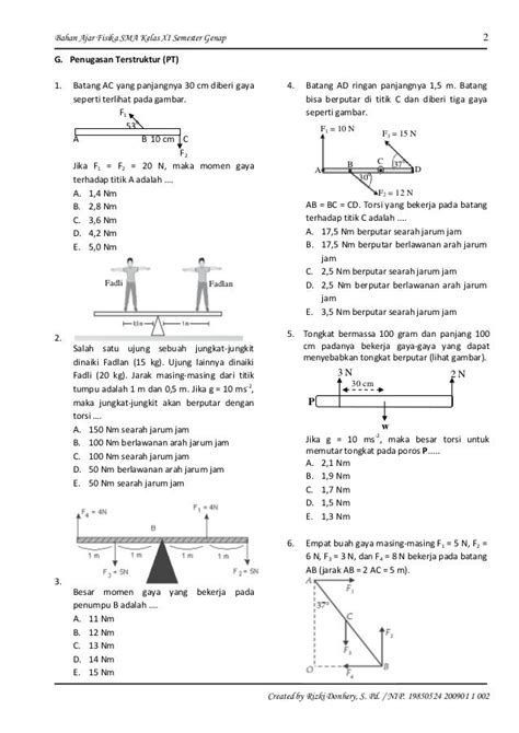 contoh soal dan pembahasan materi fisika kelas xi semester 2